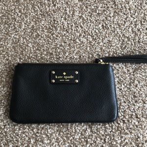 Kate Spade Black leather wristlet